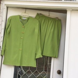 100% silk skirt and blouse set.